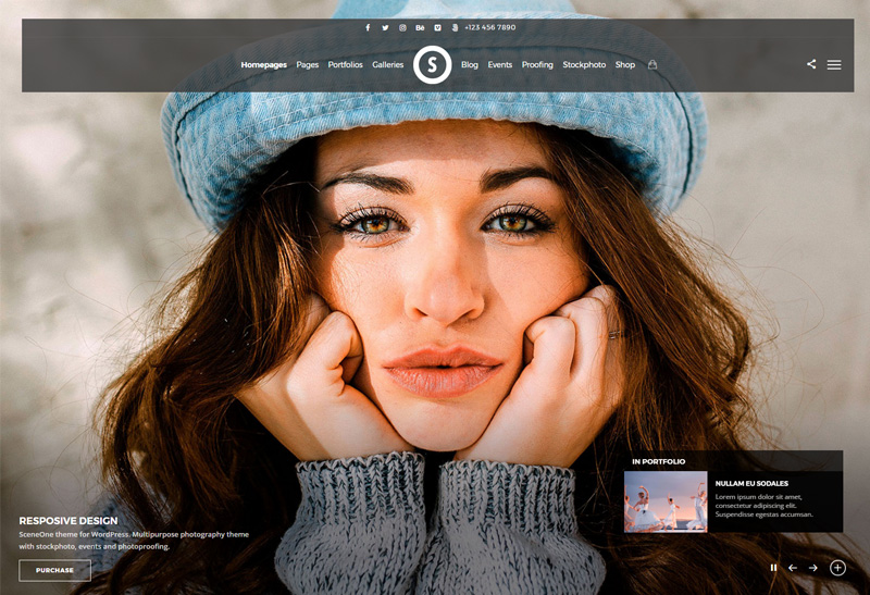 Create a stunning website to highlight your photographer portfolio using this professional photographer wp theme with social options, contact form, . SceneOne - Premium Responsive Photography WordPress Theme