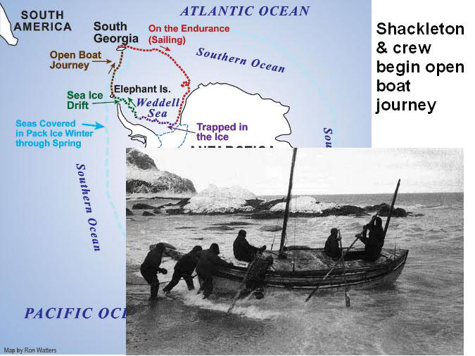 Trace shackleton's intended route on an area map. Ernest Shackleton