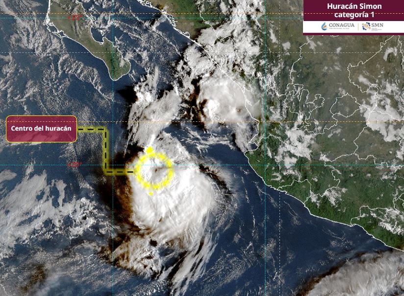 Huracán Simon se mantiene semiestacionario frente a las costas de Jalisco