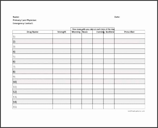 9 medicine list template sampletemplatess sampletemplatess