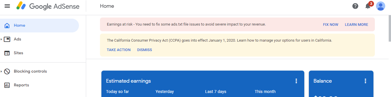 Earnings at risk - upload ads.txt file in WordPress