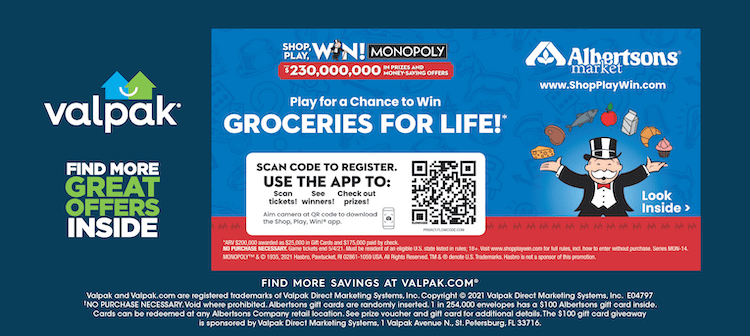 There's no mention of the monopoly game in albertsons stores' weekly ads that start today, the first wednesday of march, when last year's . Shop Play Win Monopoly Game At Albertsons Giveaway Saving You Dinero