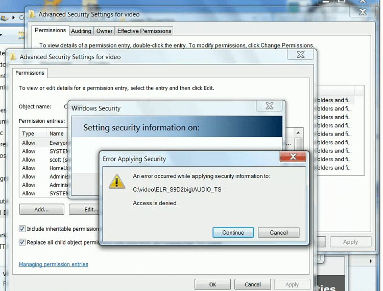 We did not find results for: win 7 security permissions inheritance error, can not open