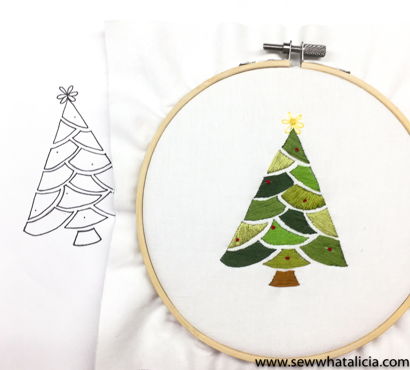 pictured christmas tree embroidery pattern