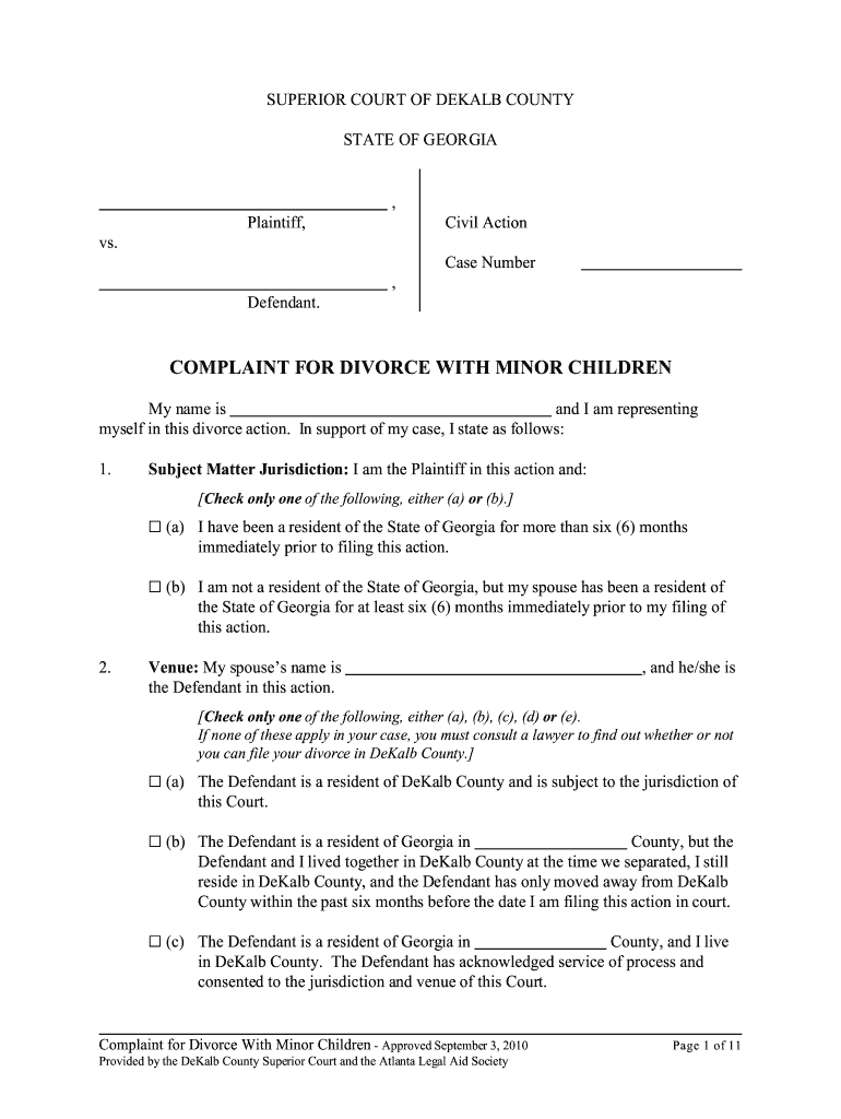 complaint divorce with children fill out and sign printable pdf