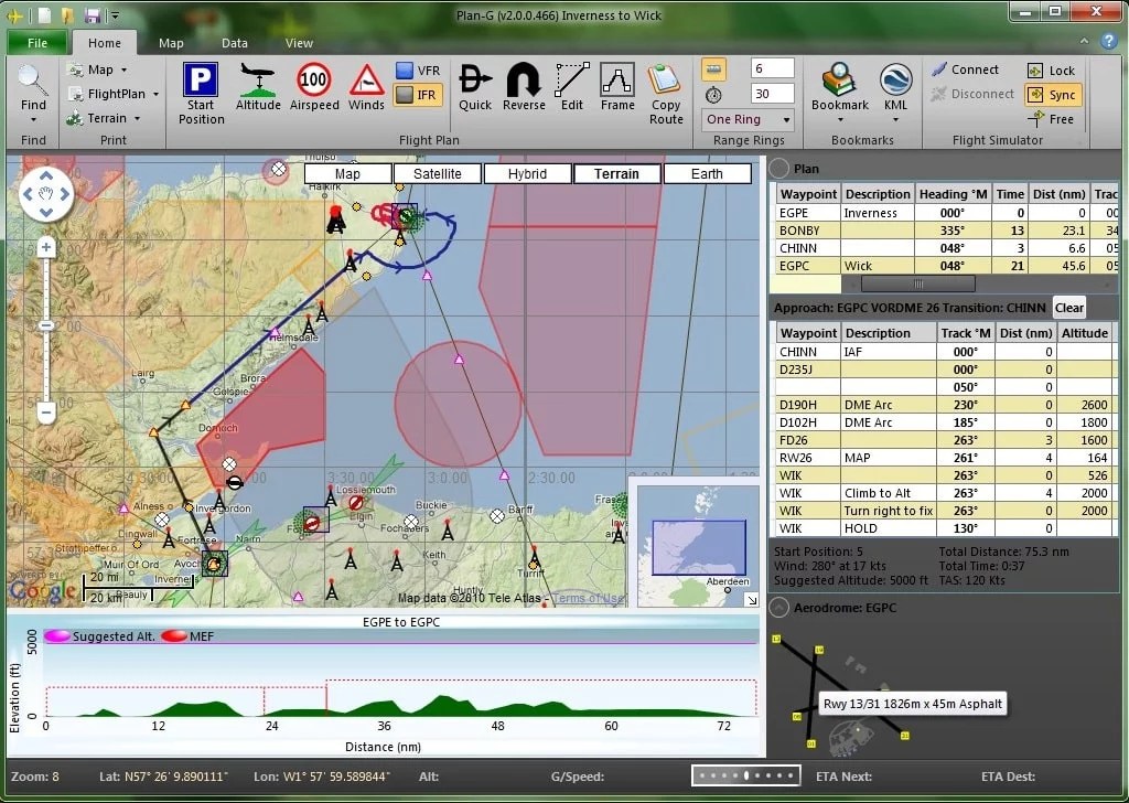 Export the route to garmin fpl format and some flight simulation software . Ta Software Plan G Free Flight Planner V3 0 4 59