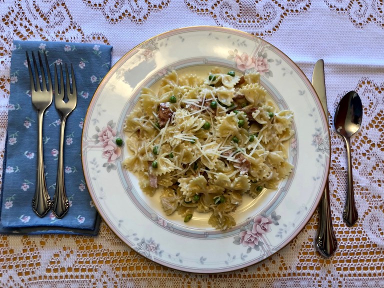 Pasta with Prosciutto and Peas in Parmesan Cream Sauce Simple Local Life