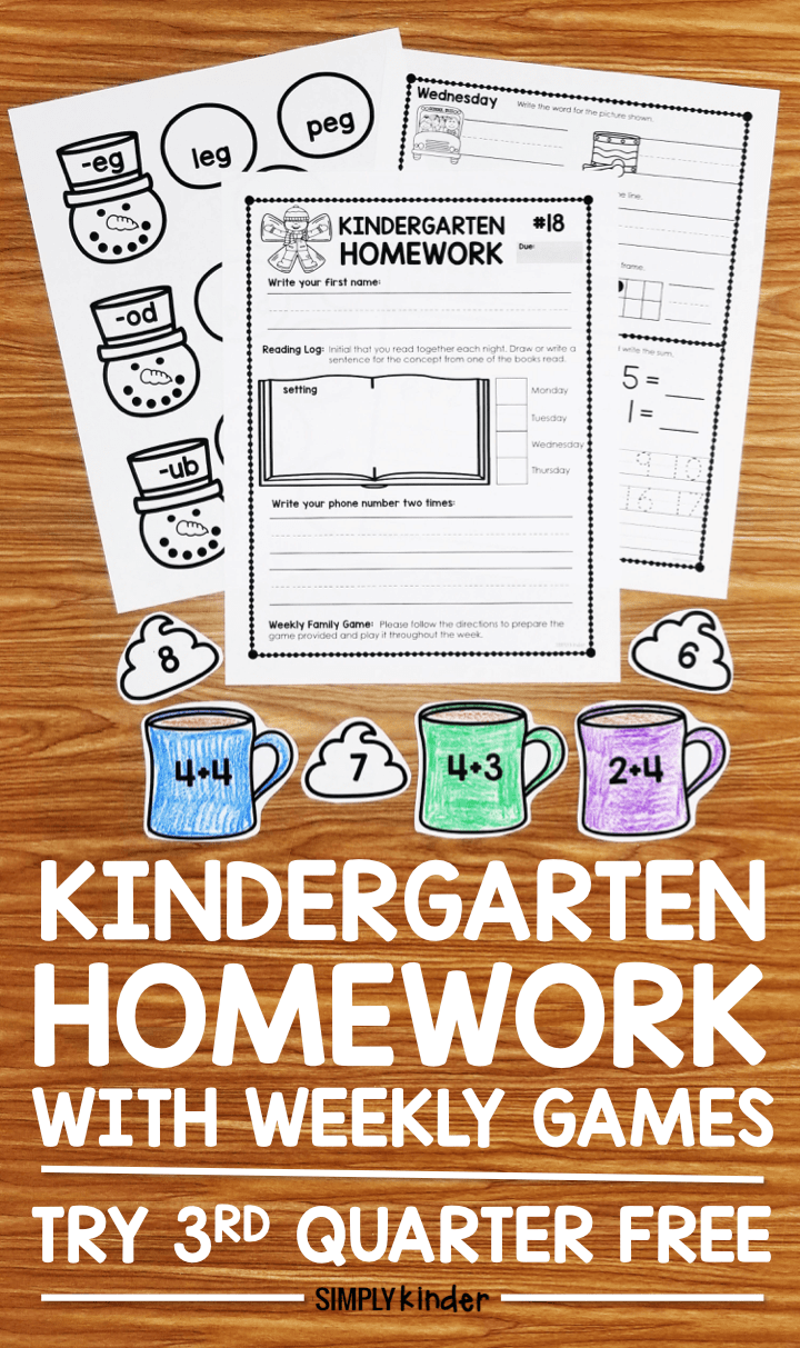 kindergarten homework free third quarter simply kinder