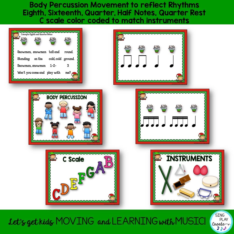 holiday music lesson chants activities rhythm body percussion notes