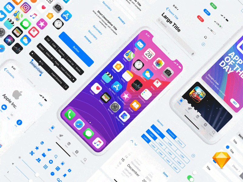 iOS 11 UI Kit for iPhone X Sketch freebie Download free
