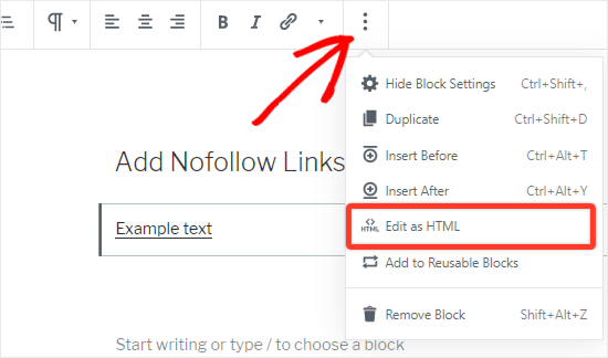 select edit-as html option