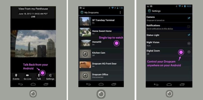 Dropcam app for android
