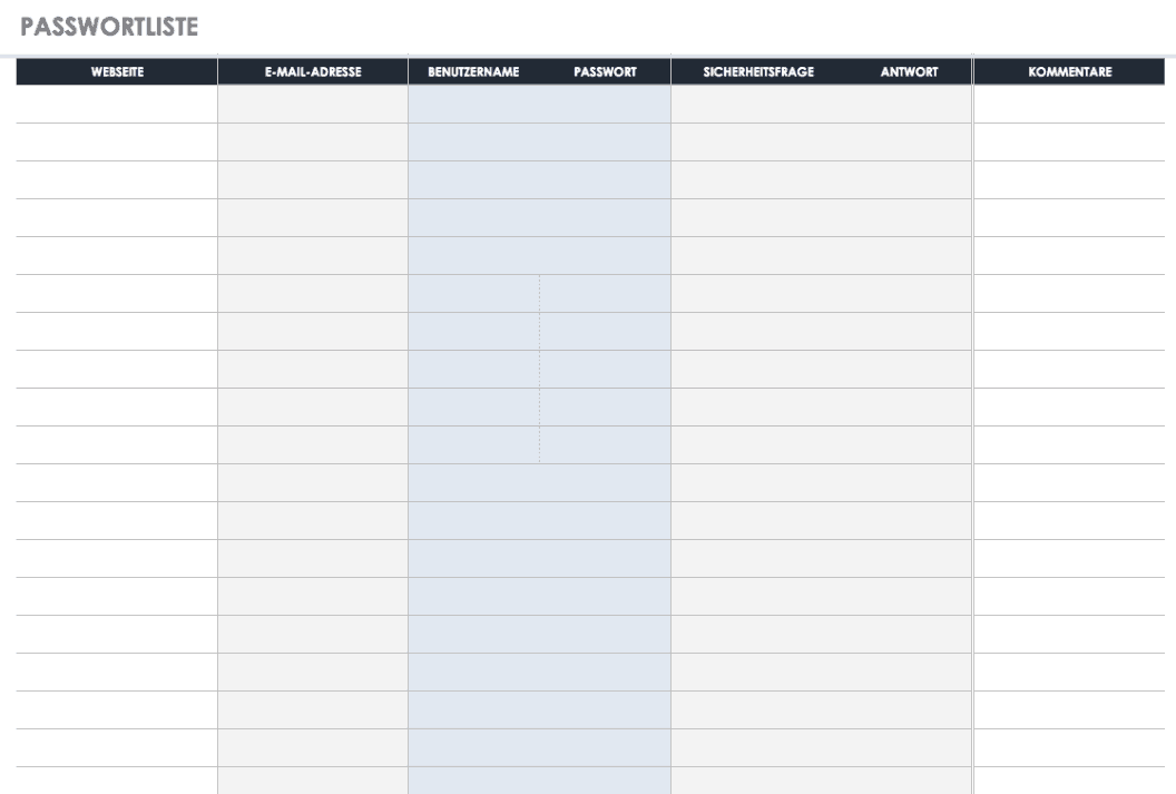 Leere Tabelle Zum Ausdrucken . Kostenlose Vorlagen Aufgaben Checklisten Smartsheet