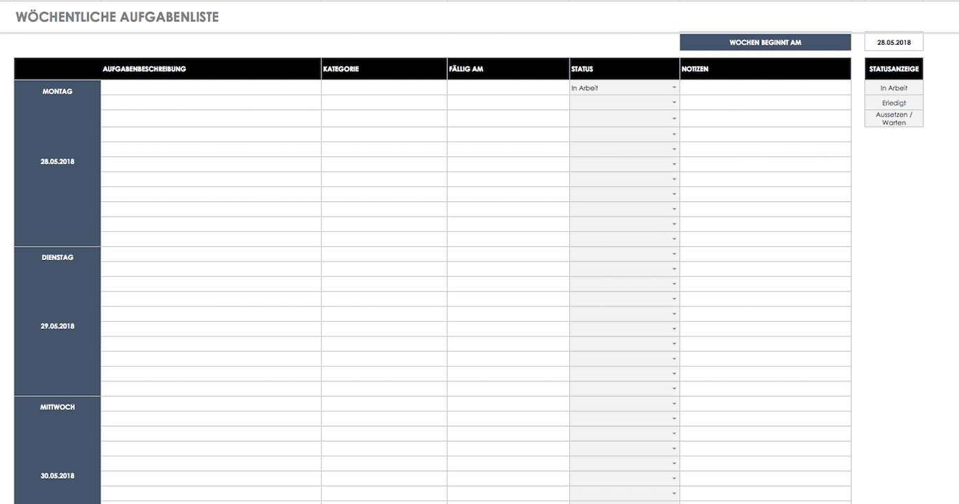 Kostenlose Vorlagen Aufgaben & Checklisten | Smartsheet