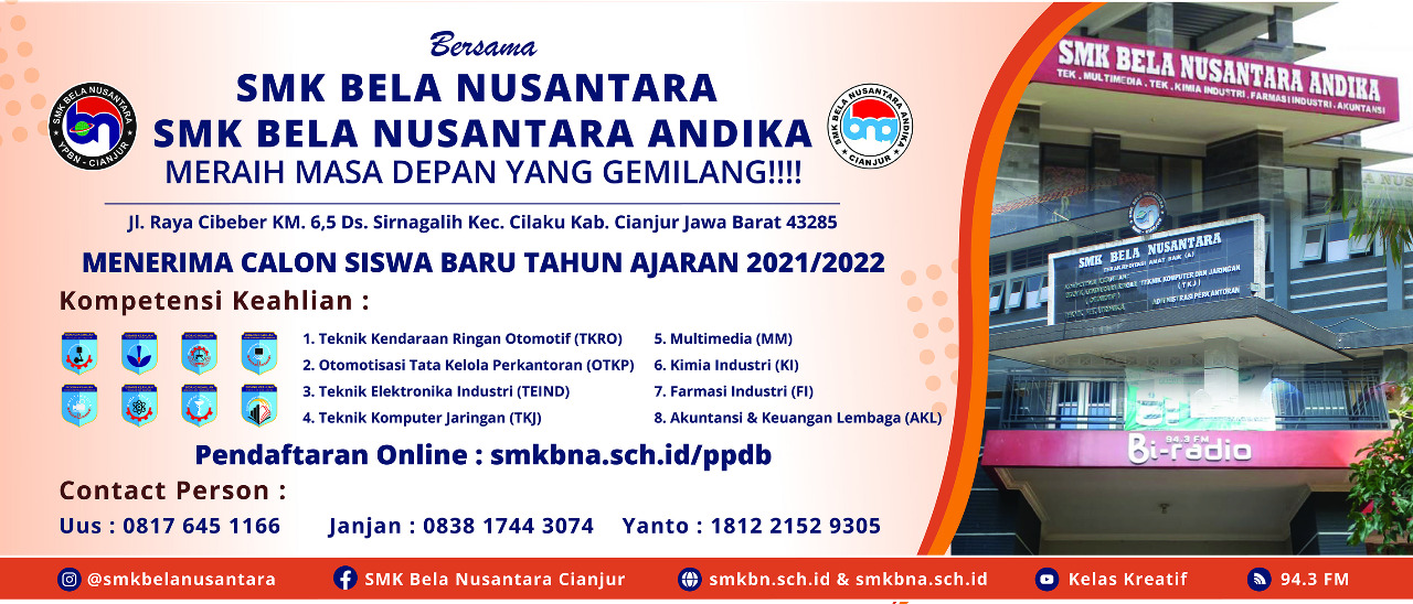 Hai kawan smk , kami ucapkan selamat datang kepada putra/putri terbaik bangsa . Smk Bela Nusantara Cianjur Meraih Masa Depan Yang Gemilang