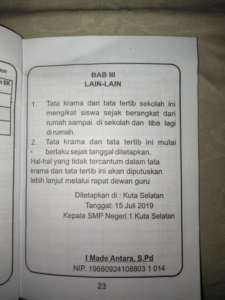 Website Resmi SMP Negeri 1 Kuta Selatan | Tata Tertib & Cara Belajar  Efektif di Masa Pandemi