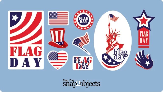 Flag Day Vector Stickers and Icons