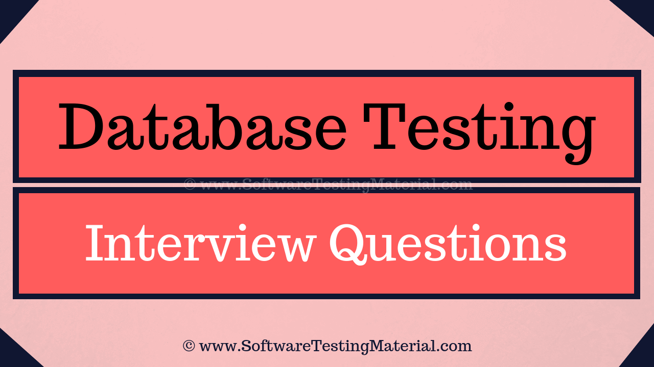 Database Testing Interview Questions