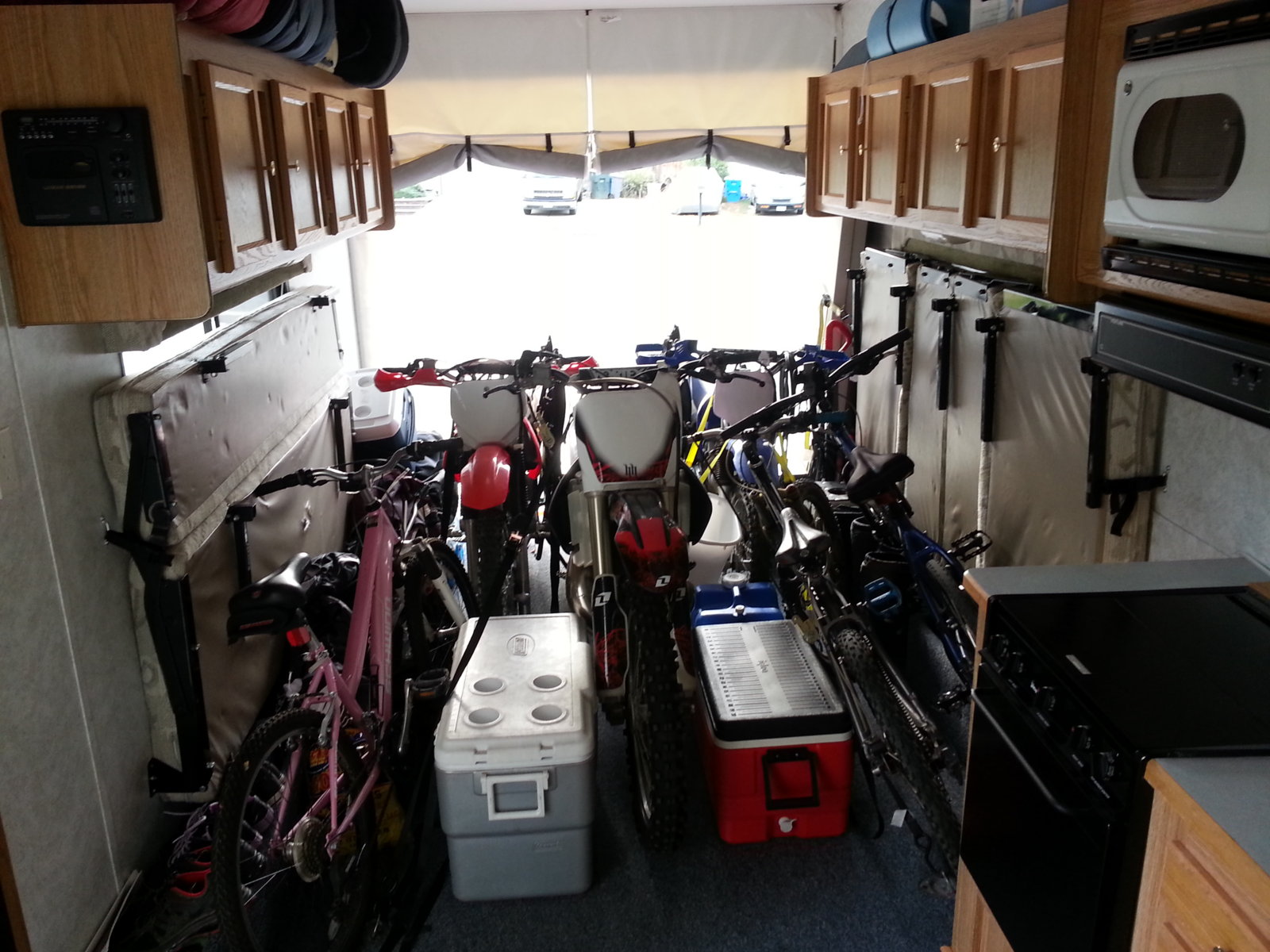 From painted concrete to specialty tiles, discover options for the toughest flooring in your house. Secure Dirt Bikes in a Toy Hauler | South Bay Riders