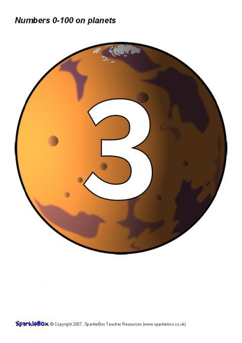 numbers 0 100 on planets sb1065 sparklebox