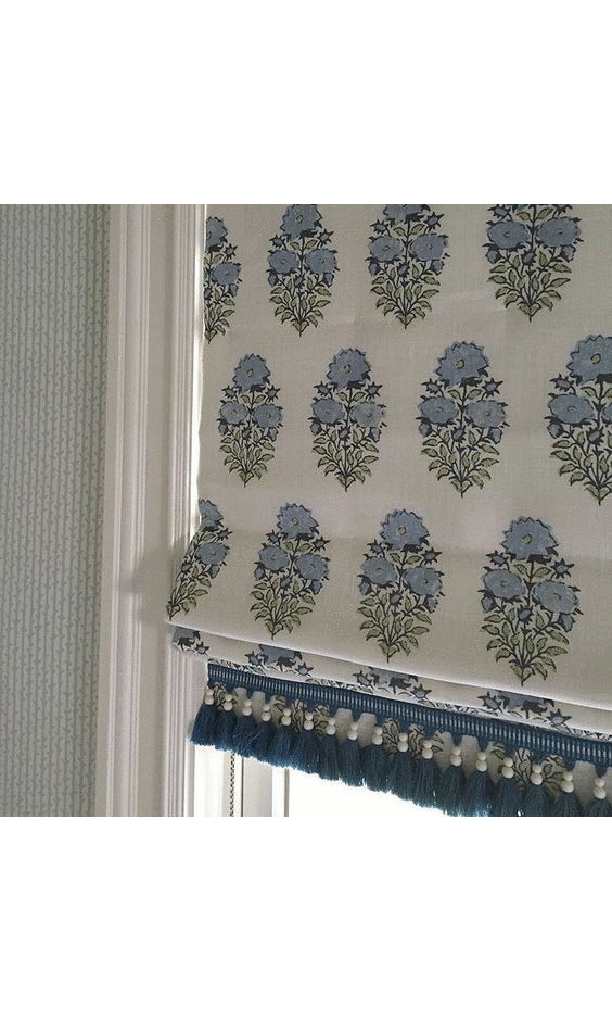 Custom Roman Shades with Decorative 'Florence' Tassel Trim I Spiffy Spools