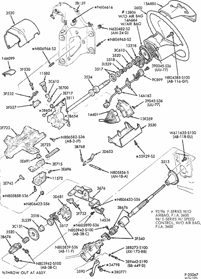 Exploded View For The 1993 Ford F250 Non Tilt Steering Column Services