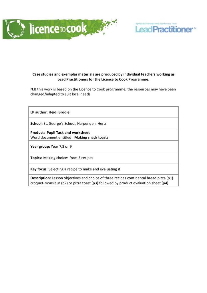 licence to cook case studies cooking stem