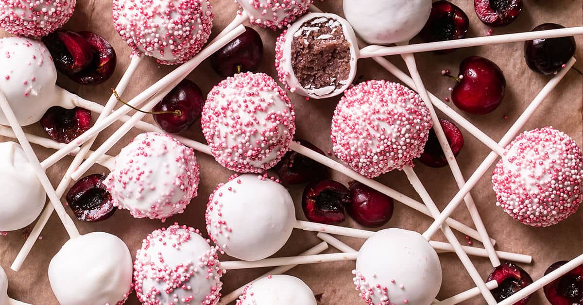Ingredients · ½ cup oat flour (i make my own in 3 steps) · ¼ cup + ½ tbs tapioca flour · ½ cup blanched almond flour · dash pink himalayan salt · 1 flax egg (1 tbs . No Bake And Gluten Free Vegan Cake Pops With Cherries Stemilt