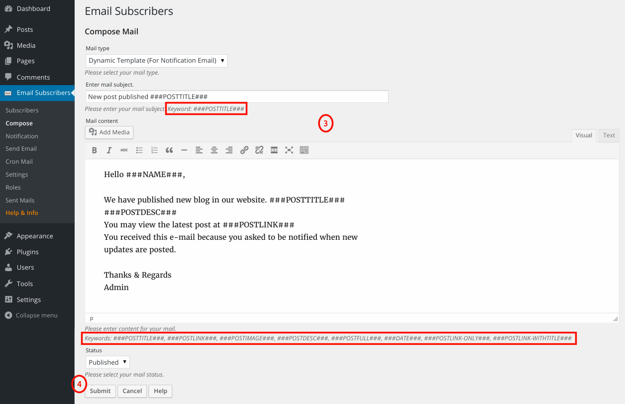 Supports posts and custom post types Send automatic new post notification emails using Email ...