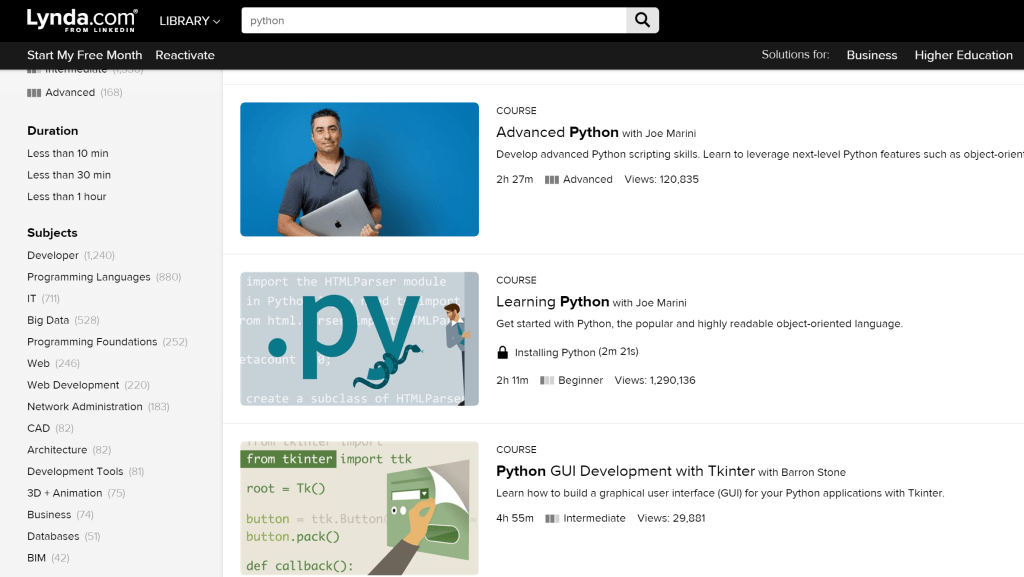 Lynda Python Training