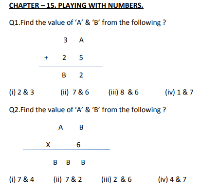 cbse class 8 mathematics playing with numbers mcqs multiple choice