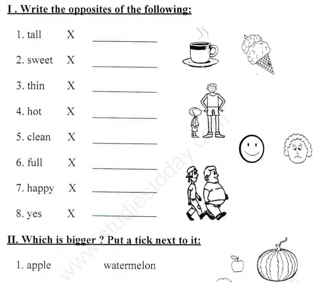 cbse class 1 english vocabulary assignment set a