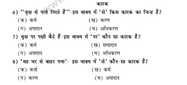 cbse class 9 hindi vyakaran ling parivartan and kaarak mcqs multiple choice questions for hindi