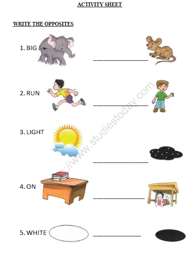 cbse class 1 english write the opposites worksheet practice worksheet