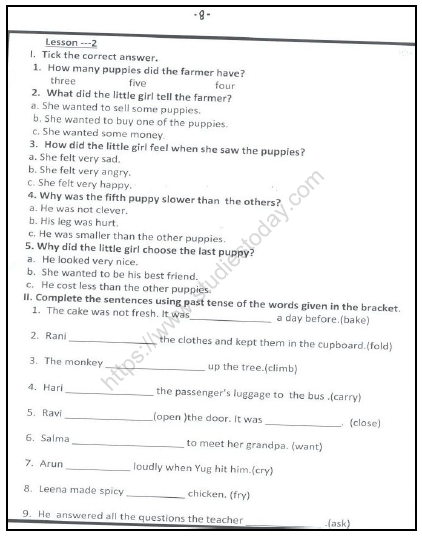 cbse class 2 english dictation words worksheet practice