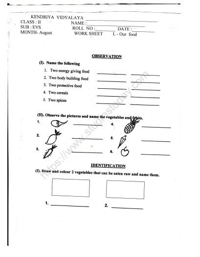 cbse class 2 evs practice our food worksheet set b practice worksheet