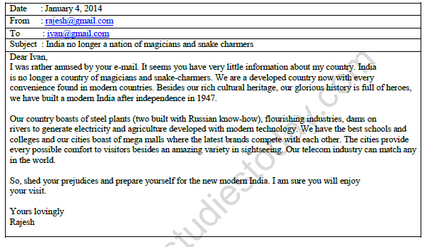 cbse class 9 english email writing worksheet