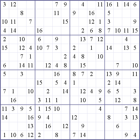 sudoku weekly print this puzzle 16x16 medium puzzle