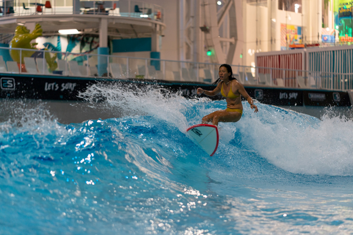 Surfing to a soundtrack inside a mall is definitely a unique experience.