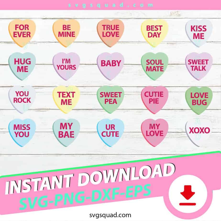 Heart candy svg, conversational heart candy svg, valentines day svg, heart svg, hand drawn svg, svg cutting file, love svg, valentine svg. Conversation Hearts Candy Svg For Valentine S Day Svgsquad