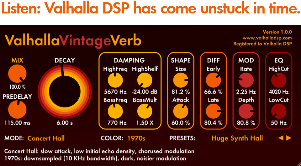 ValhallaVintageVerb ‘A Postmodern Reverb Plugin’ Synthtopia