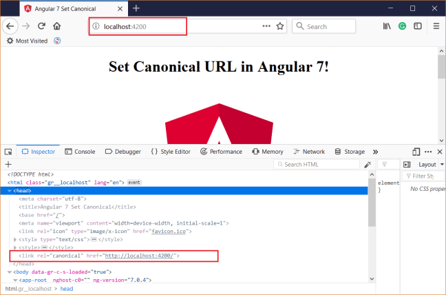How to set Canonical URL in Angular 7