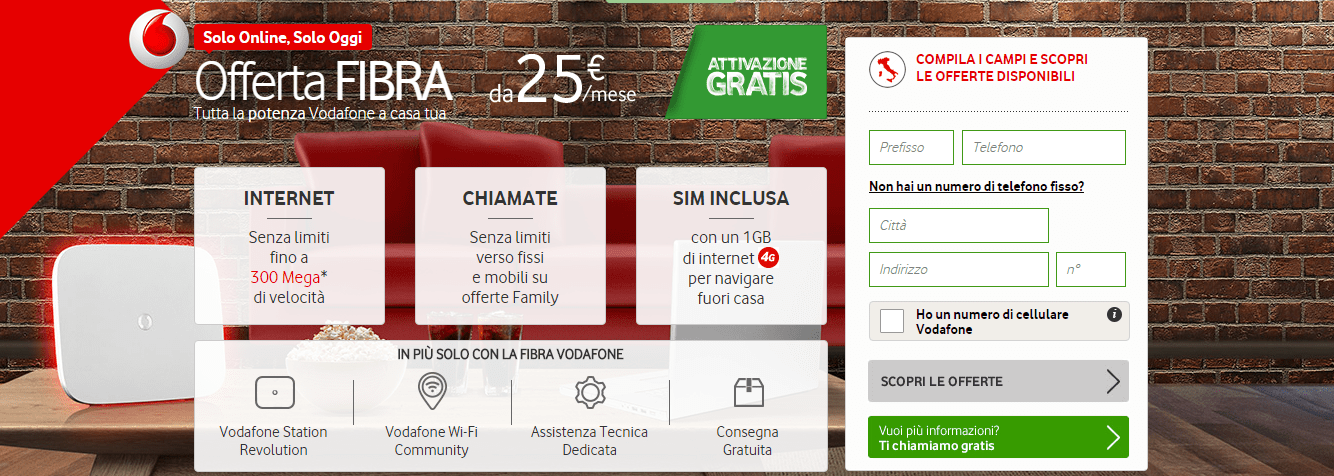 Fibra Vodafone oggi l'attivazione è gratuita Tariffando.it