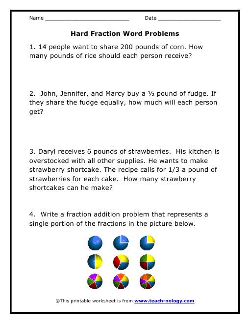 hard fraction word problems