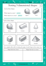 sorting 3 dimensional shapes ii math practice worksheet