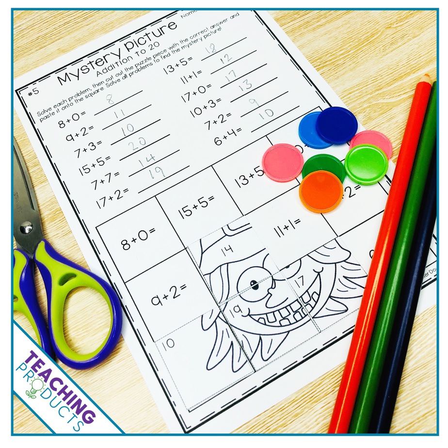 Esl printable halloween vocabulary worksheets, picture dictionaries, matching exercises, word search and crossword puzzles, missing letters in words and unscramble the words exercises, multiple choice tests, flashcards, vocabulary learning cards, esl fidget spinner and dominoes games Addition And Subtraction To 20 Halloween Mystery Pictures Teaching Products