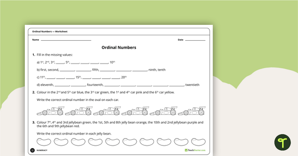 Mixed operation worksheets cover both addition up to 100 and . Ordinal Numbers Worksheet