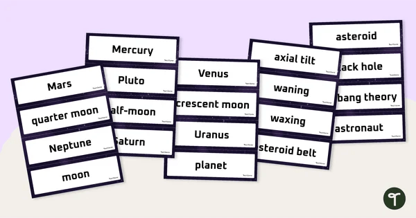 Each group researches one object and produces a fact sheet, . Space Word Wall Vocabulary
