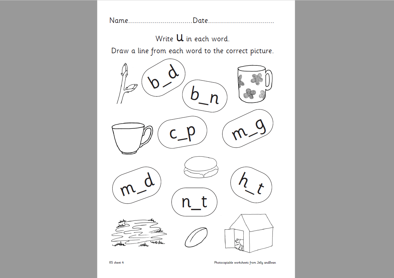 medial vowel u worksheet handwriting and comprehension activities for ks1 teachwire