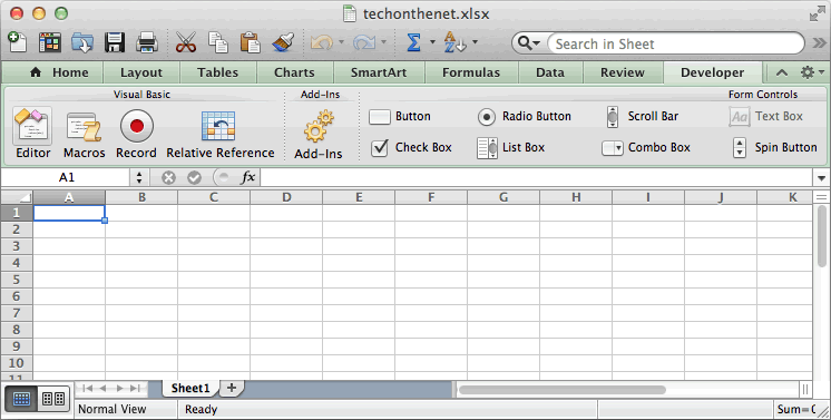 You can insert a lot of interactive controls in an excel worksheet using the excel developer tab. MS Excel 2011 for Mac: Display the Developer tab in the